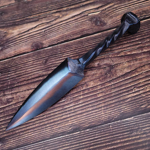 Fire and Moon Athame - Moon Water Ceremonial Dagger Forged from a Reclaimed Railway Spike