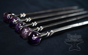 Amethyst Hair Pin (Hand Forged)