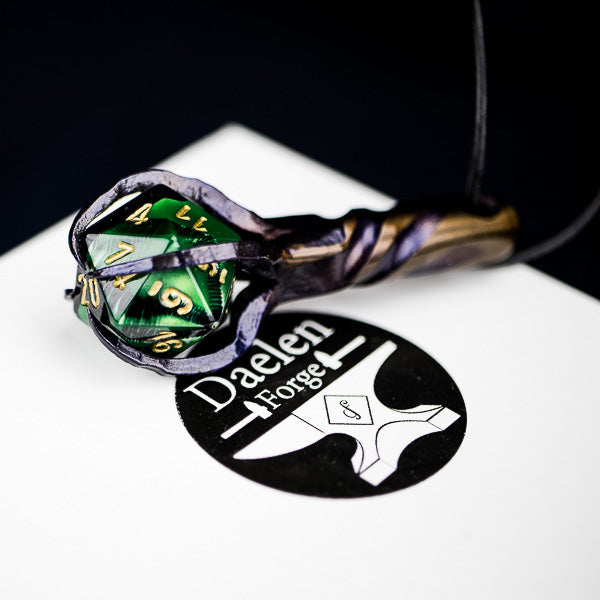 D20 Dragon's Claw Pendant (Black and Green)