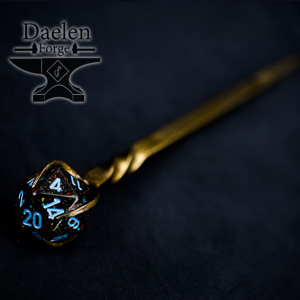 D20 Dice Hairpin - Gamer Hair Sticks for Critical Success