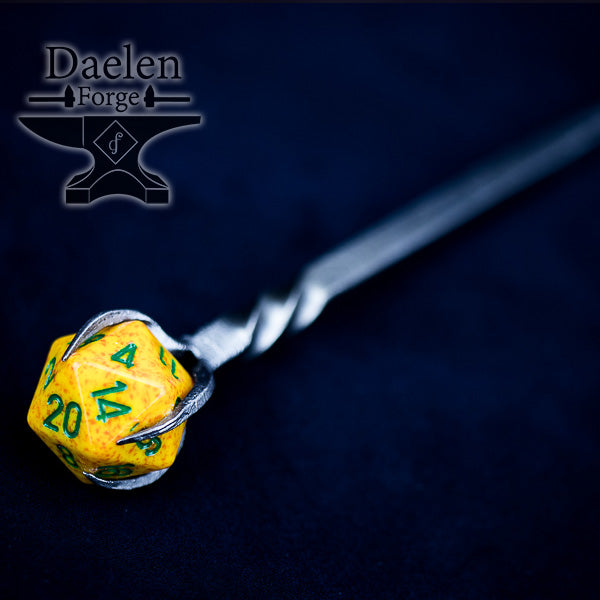 D20 Dice Hairpin - Gamer Hair Sticks for Critical Success