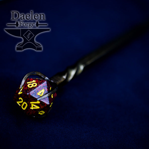 D20 Dice Hairpin - Gamer Hair Sticks for Critical Success