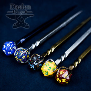 D20 Dice Hairpin - Gamer Hair Sticks for Critical Success